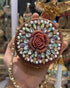 Handmade Designer Round Clutch – Dual-Sided Embellished Purse